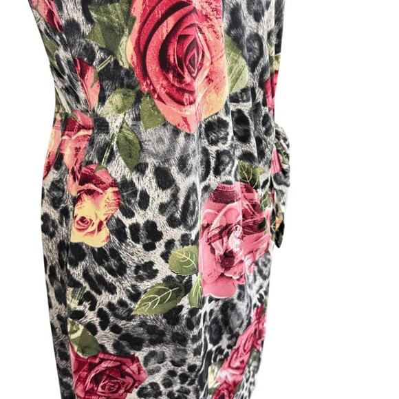 Robbie Bee Womens Floral Animal Print Jersey Knit Stretch Knee Length Dress sz M - Picture 3 of 16
